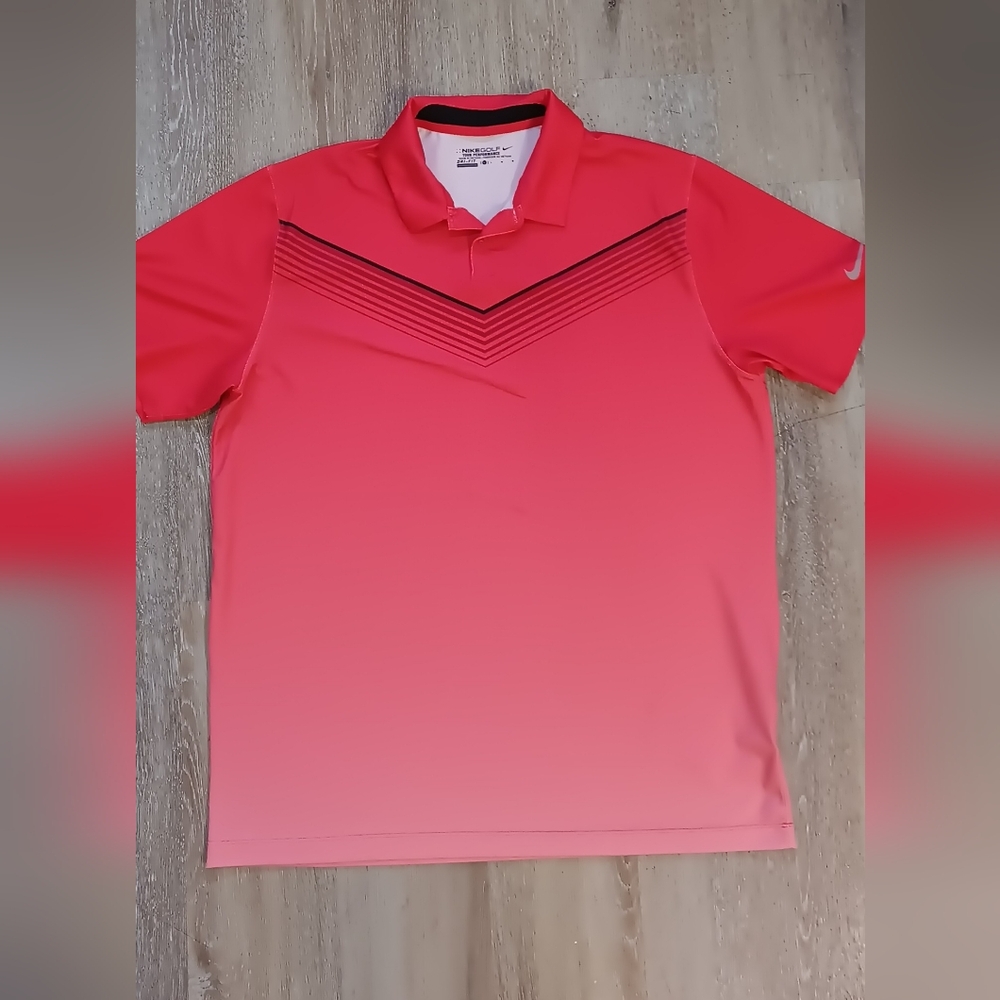 Men's Nike Golf Dri Fit Red Gradient Polo Shirt Size Large
